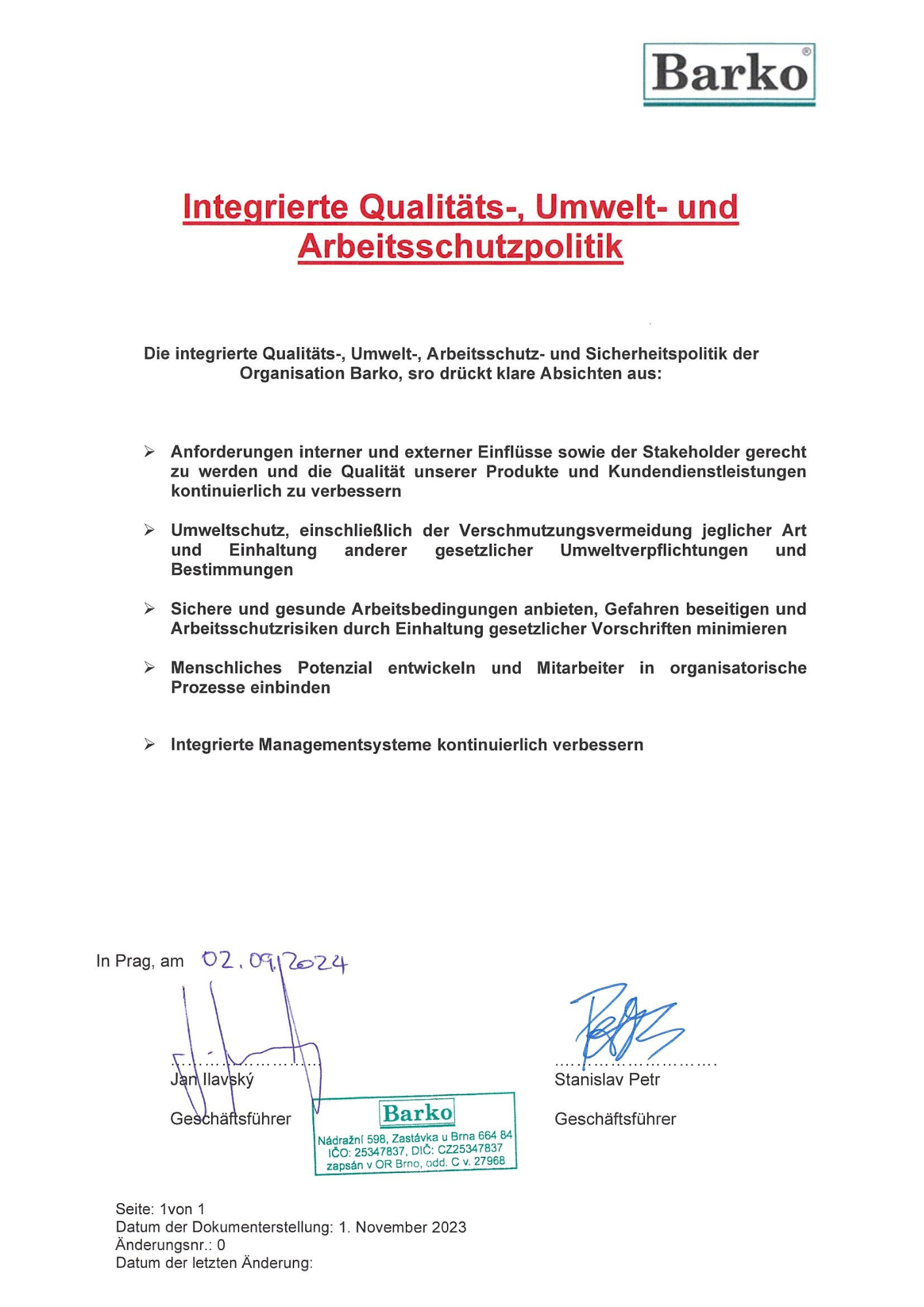 Qualitätspolitik Qualitätspolitik