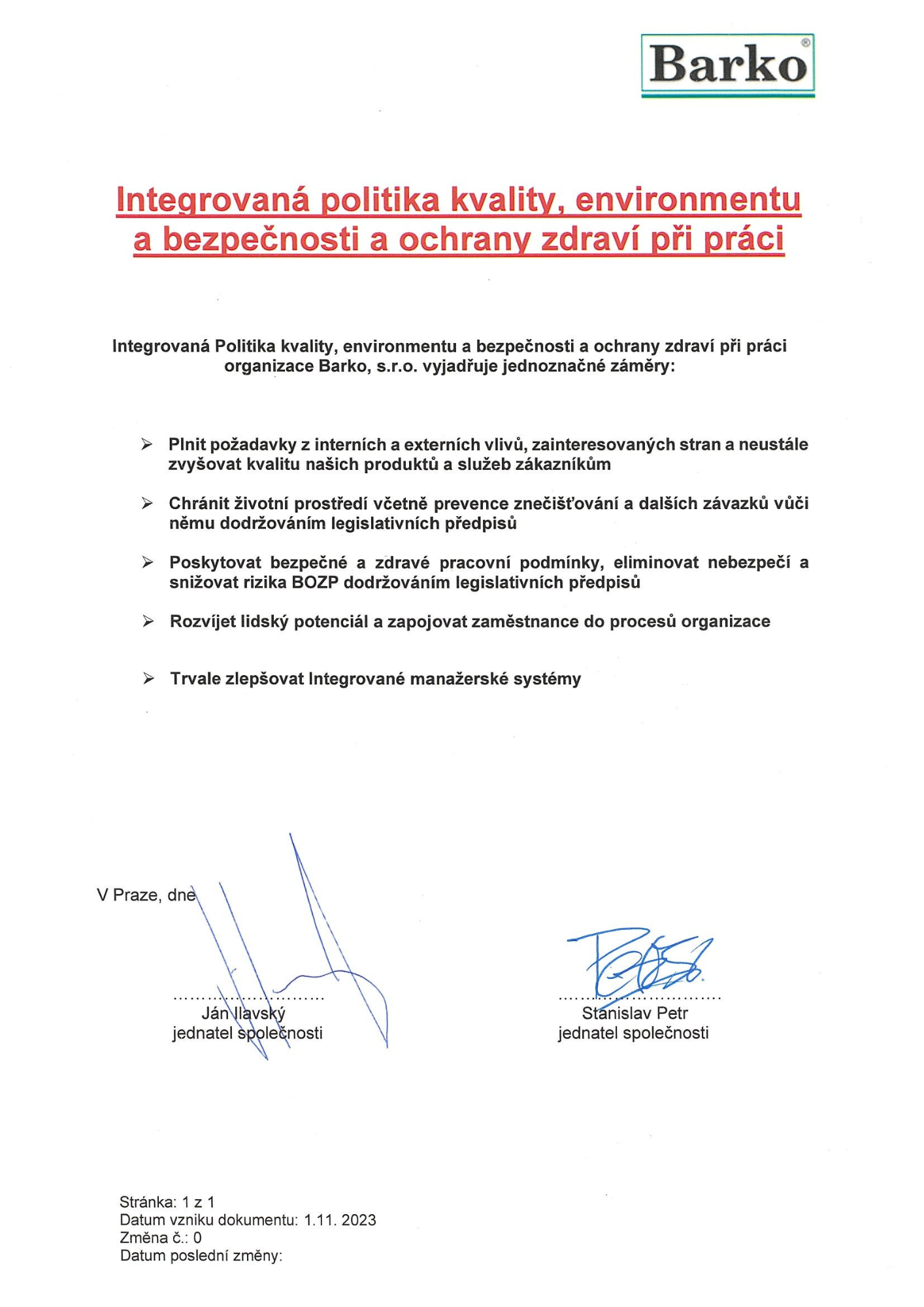 Politika kvality Politika kvality