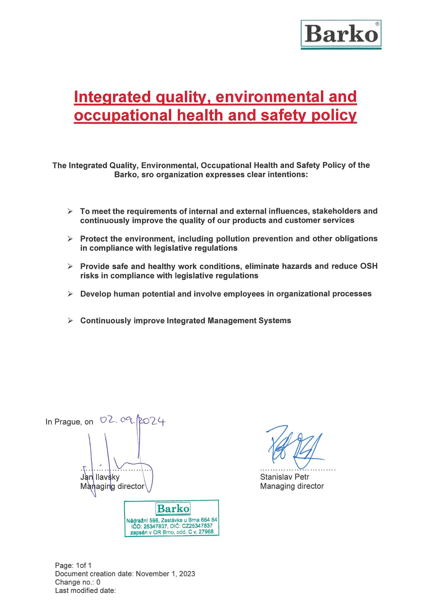 Quality policy Quality policy